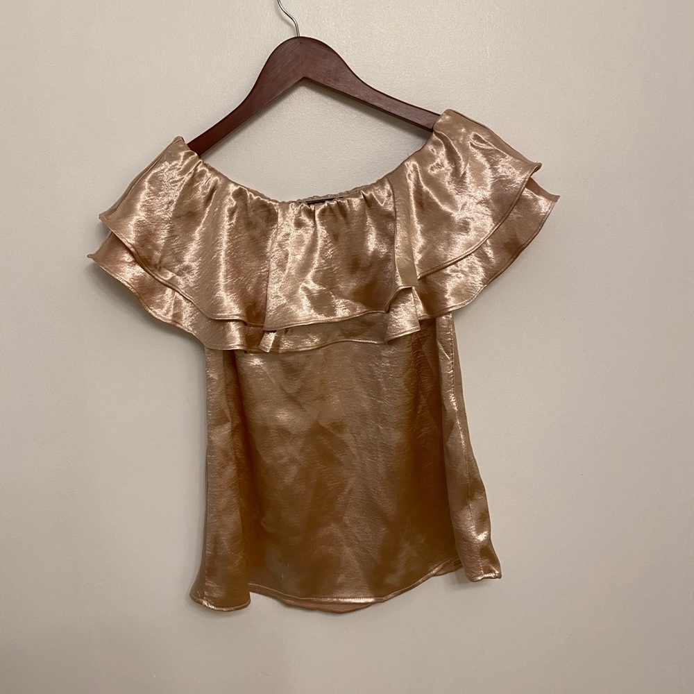 Pink Satin Off the Shoulder Top